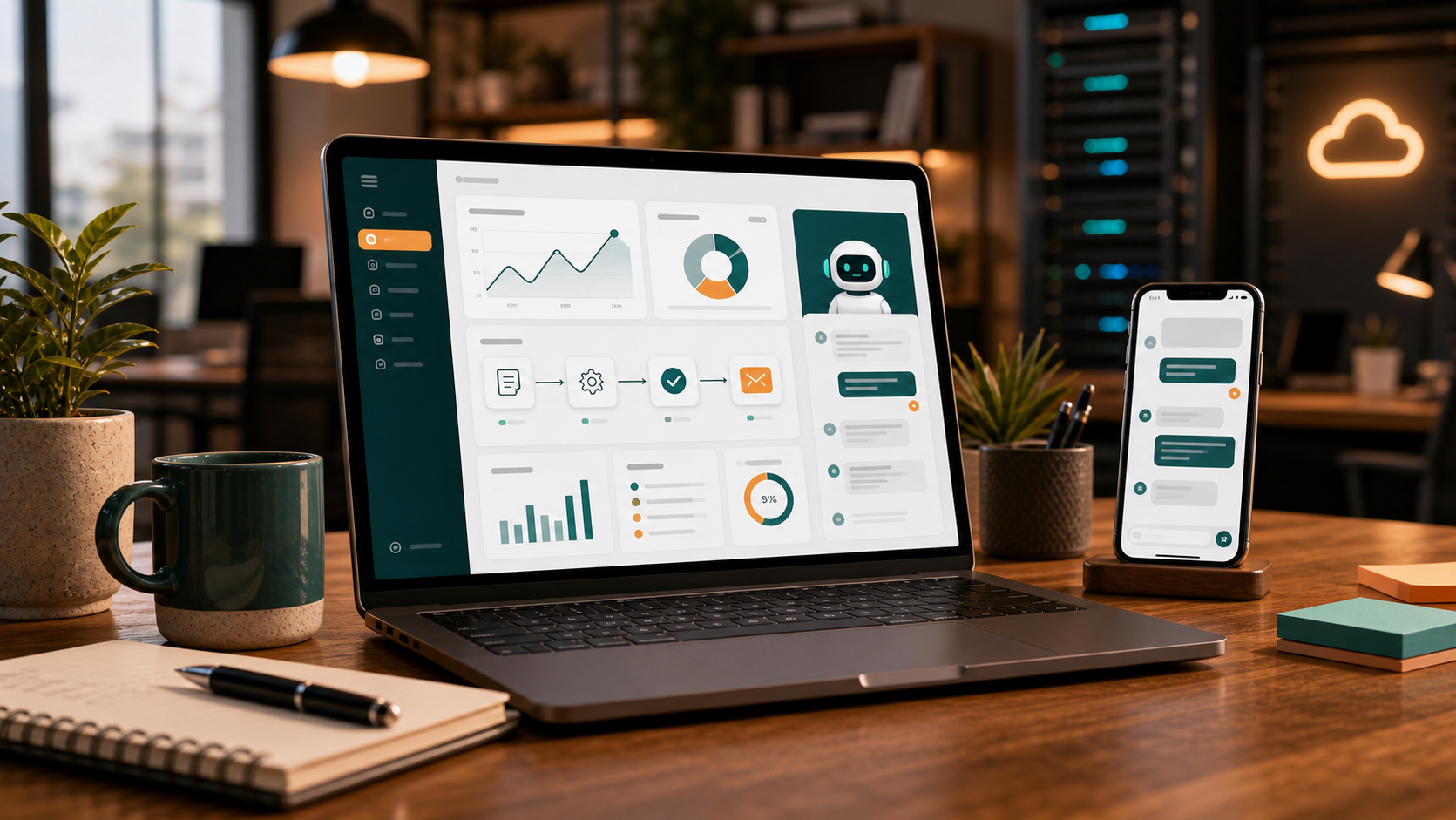 Inteligencia artificial para empresas con dashboard, automatización y atención al cliente
